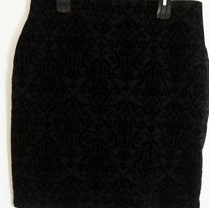 Black on Black Velvet Brocade Skirt XL
